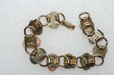 +MBA #E56-072   "Vintage Goldtone Polished Rock Bracelet"