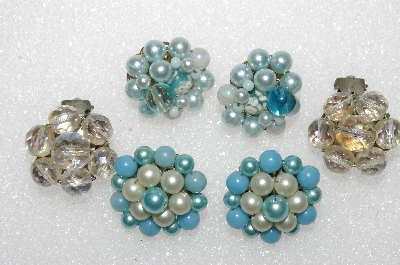 +MBA #E56-082   "Vintage Lot Of (3) Pairs Of Clip On Earrings"