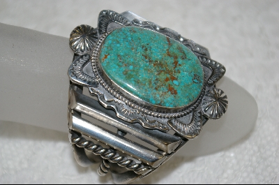 +MBA #KSB    Artist Signed "KS" Kirk Smith  Green Turquoise  Cuff Bracelet