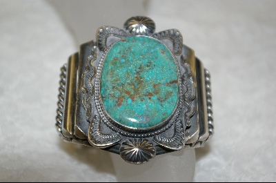 +MBA #KSB    Artist Signed "KS" Kirk Smith  Green Turquoise  Cuff Bracelet