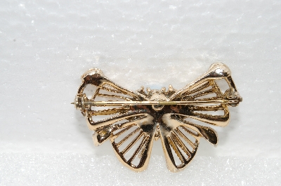 + MBA #E56-258   "Vintage Gold Plated AB Crystal Rhinestone Pin"