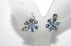 +MBA #E56-177   "Coro Silvertone Fancy Blue Crystal Rhinestone Flower Earrings"