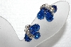 +MBA #E56-142   "Eisenbery Silvertone Blue & Clear Crystal Rhinestone Clip On Earrings"