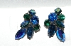 +MBA #E56-106   "Regency Silvertone Blue & AB Crystal Rhinestone Clip On Earrings"