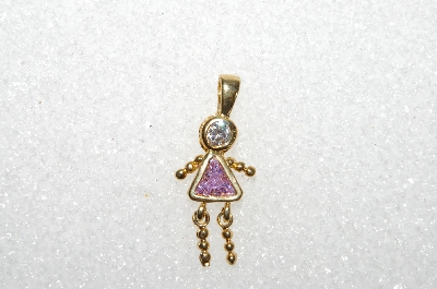 MBA #S51-083   "1980's Gold Plated Sterling June Girl Pendant"