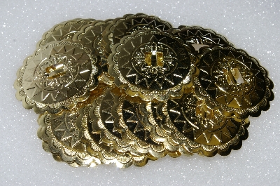 +MBA #S51-249   "Lot Of 18 Gold Tone Round Metal Concho's"