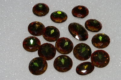 +MBA #S51-304   "Vintage Lot Of 16 Large Brownish Green Glass Rhinestones"