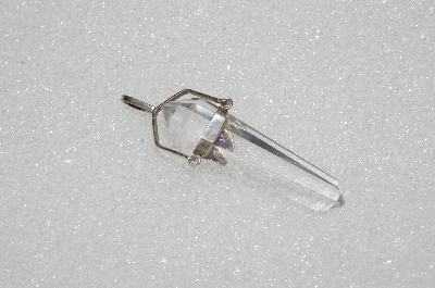 +MBA #S59-157   "Sterling Clear Rock Crystal & Amethyst Pendant"