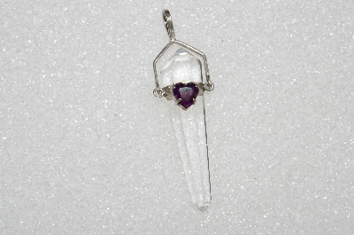 +MBA #S59-157   "Sterling Clear Rock Crystal & Amethyst Pendant"