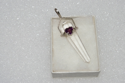 +MBA #S59-157   "Sterling Clear Rock Crystal & Amethyst Pendant"