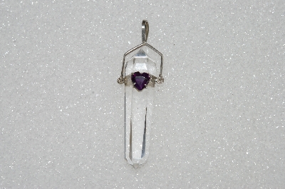 +MBA #S59-149   "Sterling Clear Rock Crystal Amethyst Pendant"