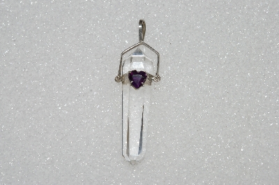 +MBA #S59-149   "Sterling Clear Rock Crystal Amethyst Pendant"