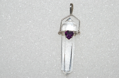 +MBA #S59-149   "Sterling Clear Rock Crystal Amethyst Pendant"