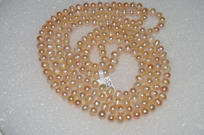 +MBA #S51-348   "64" Endless Peach Freshwater Pearl Necklace"