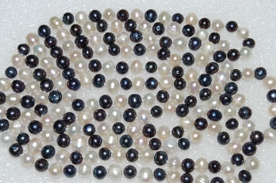 +MBA #S51-351   "64" Black & White Endless Freshwater Pearl Necklace"