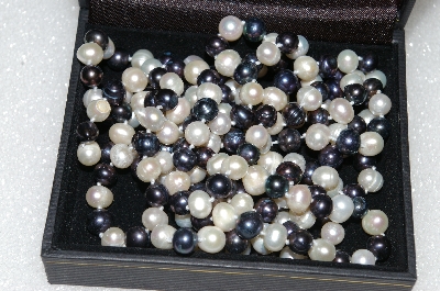 +MBA #S51-351   "64" Black & White Endless Freshwater Pearl Necklace"