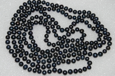 +MBA #S51-355   "64" Black Endless Cultured Freshwater Pearl Necklace"