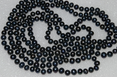 +MBA #S51-355   "64" Black Endless Cultured Freshwater Pearl Necklace"