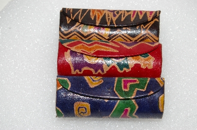 +MBA #S51-591   "Set Of 3 Hand Painted leather Lipstick Holders"