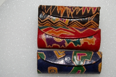 +MBA #S51-591   "Set Of 3 Hand Painted leather Lipstick Holders"
