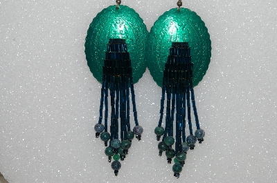 +MBA #S51-395   "Fancy Green Conch Bead & Gemstone Earrings"