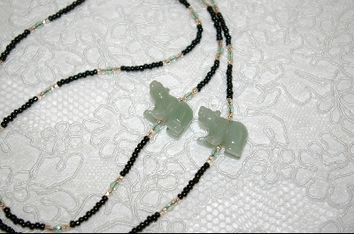 +MBA #6649  "Green Jade Hand Carved Bears"