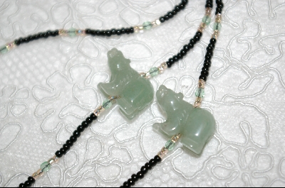+MBA #6649  "Green Jade Hand Carved Bears"