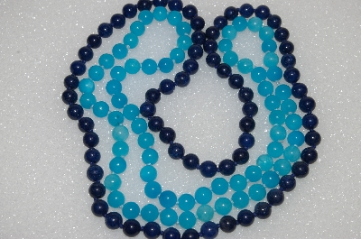 +MBA #S51-550   "Set Of 2 Blue Gemstone 24" Bead Necklaces"