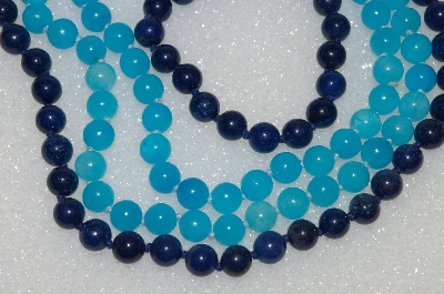 +MBA #S51-550   "Set Of 2 Blue Gemstone 24" Bead Necklaces"