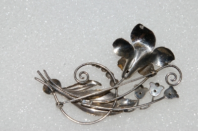 +MBA #S51-531  "Vintage "WL" Sterling Flower Pin"