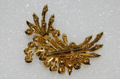 +MBA #S51-542   "Vintage Goldtone Yellow AB Crystal, Rhinestone & Glass Stone Fancy Brooch"