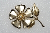 +MBA #S51-512   "Vintage Gold Plated Faux Pearl Flower Brooch"