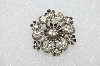 **MBA #S51-524   "Vintage Silvertone Fancy Clear Crystal Rhinestone Flower Pin"