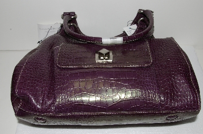 +MBA #S58-107   " Plum Nine West Croco Style Hand Bag" 