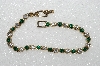 +MBA #S51-177  "Gold Plated Green & Clear Crystal Rhinestone Bracelet"