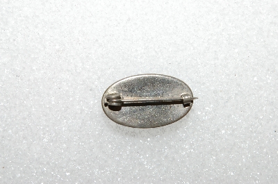 +MBA #S51-200   "Vintage Silvertone Fancy Blue Glass Stone Pin"