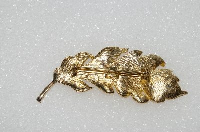+MBA #S51-517   "Vintage Gold Plated Fany Leaf Pin"