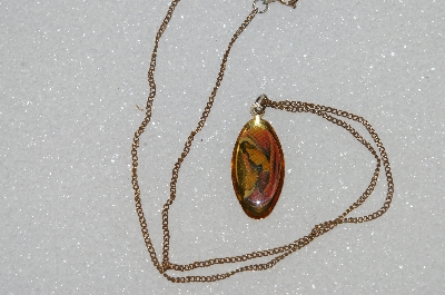 +MBA #S51-597   "Vintage Gold Tone Religious Pendant & Chain"