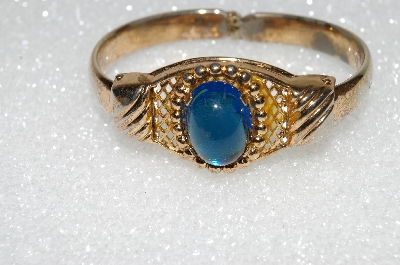 +MBA #S51-519   "Gold Plated Blue Glass Stone Bracelet"