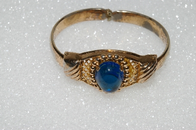 +MBA #S51-519   "Gold Plated Blue Glass Stone Bracelet"