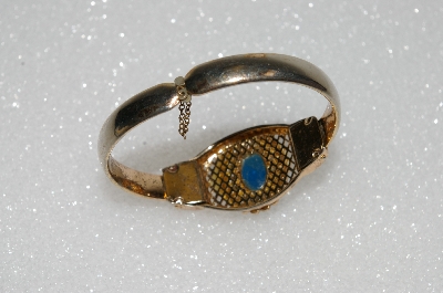 +MBA #S51-519   "Gold Plated Blue Glass Stone Bracelet"
