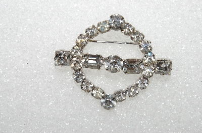 +MBA #S51-204   "Vintage Silvertone Clear Crystal Rhinestone Fancy Pin"