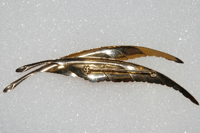 +MBA #S51-539   "Giovanini Gold Plated Double Leaf Brooch"
