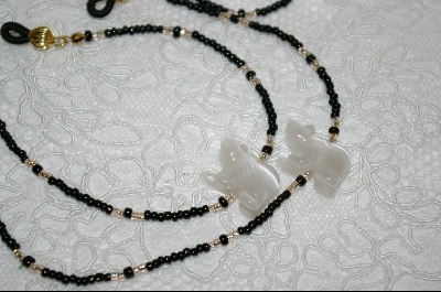 +MBA #6655  "White Hand Carved Fiber Optic Bears