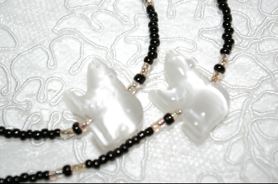 +MBA #6655  "White Hand Carved Fiber Optic Bears