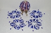 +MBA #S58-081   "Hand Made Set Of 5 Bugle, Seed & Crystal Blue & Clear Bead Ornament Covers"