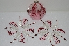 +MBA #S58-028   "Hand Made Set Of 3, Bugle,Seed & Crystal bead Clear & Red Ornament Covers"