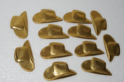 +MBA #S58-144   "1990's Lot Of 12  Gold Tone Metal Cowboy Hats"