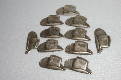 +MBA #S58-139   "Lot Of 11 Antiqued Silvertone Metal Cowboy Hats"