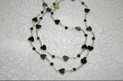 +MBA #6694  "Hematite Hearts & Black Soap Stone